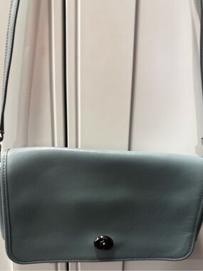Vtg 2017 Coach 75th Anniv Dinky Light Blue Leather Crossbody Re-Edition 57325